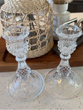 Vintage Cristal D’Arques Longchamp Candle Stick Holders Lead Crystal Pair France